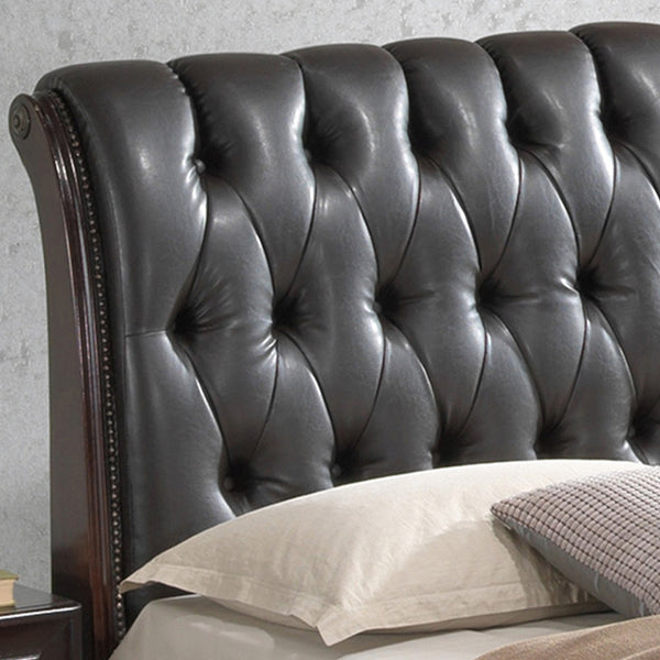 English Elm Lavita Queen Storage Bed In Cappuccino Finish - Elegant Sleigh Design With Faux Leather Headboard B078S00504
