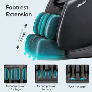 English Elm Bosscare Shiatsu Massage Recliner with Ai Voice Zero Gravity and Full Body Relief Black W730138141