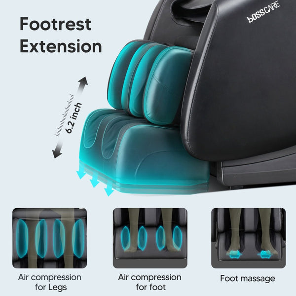 English Elm Bosscare Shiatsu Massage Recliner with Ai Voice Zero Gravity and Full Body Relief Black W730138141