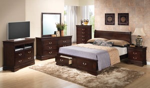 English Elm Louis Phillipe G3125D-Qsb2 Queen Storage Bed - Elegant Cappuccino Sleigh Design With Drawers B078S00328