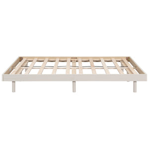 English Elm Modern Floating Twin Platform Bed Rubberwood Legs Low Profile Minimalist Frame White Washed W697123291