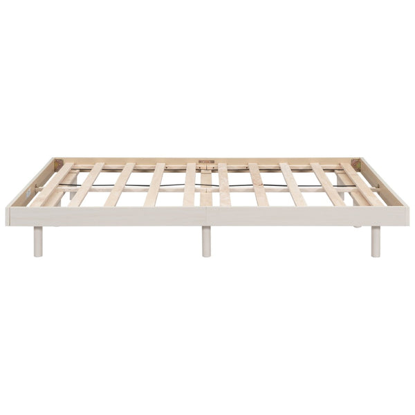 English Elm Modern Floating Twin Platform Bed Rubberwood Legs Low Profile Minimalist Frame White Washed W697123291
