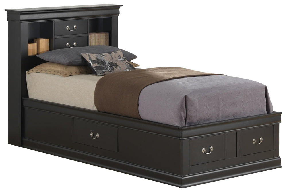 English Elm Elegant Black Twin Storage Bed - Space-Saving Design With Durable Construction For Compact Rooms B078S00343