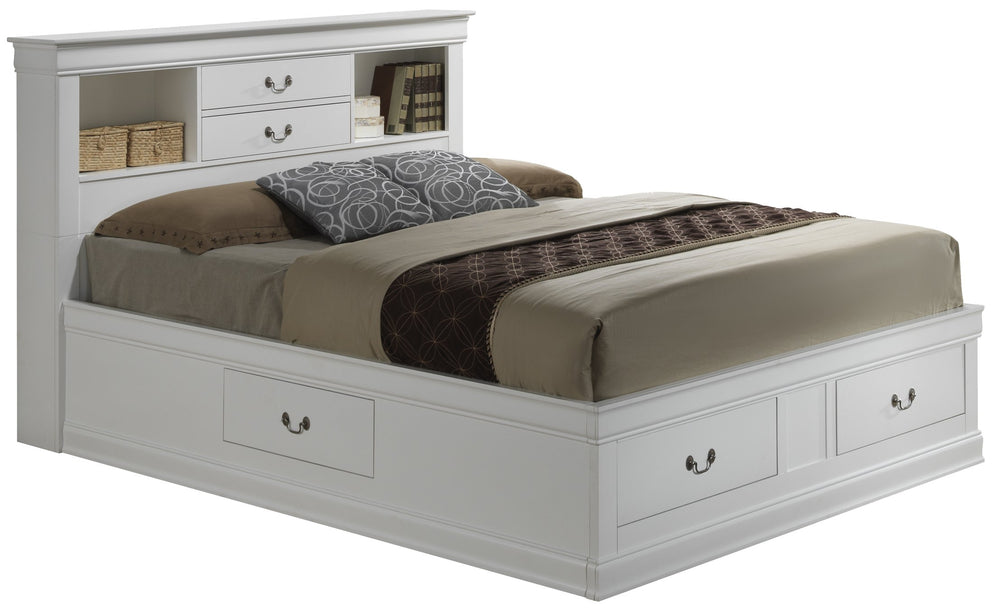 English Elm Elegant King Storage Bed With Timeless Design, Built-In Organization, And Sturdy White Finish B078S00371