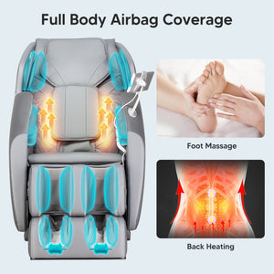 English Elm Bosscare Shiatsu Massage Recliner with Ai Voice Zero Gravity and Full Body Relief Gray W730138147