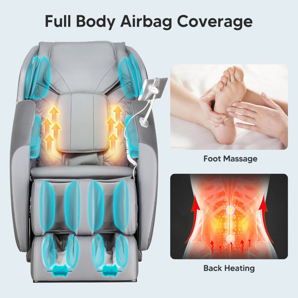 English Elm Bosscare Shiatsu Massage Recliner with Ai Voice Zero Gravity and Full Body Relief Gray W730138147