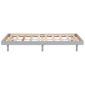 English Elm Modern Floating Twin Platform Bed Rubberwood Legs Low Profile Minimalist Frame Grey W697123289
