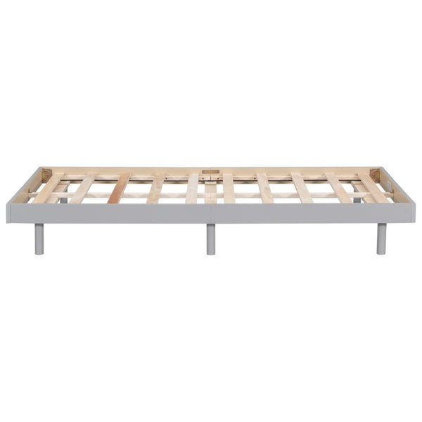 English Elm Modern Floating Twin Platform Bed Rubberwood Legs Low Profile Minimalist Frame Grey W697123289