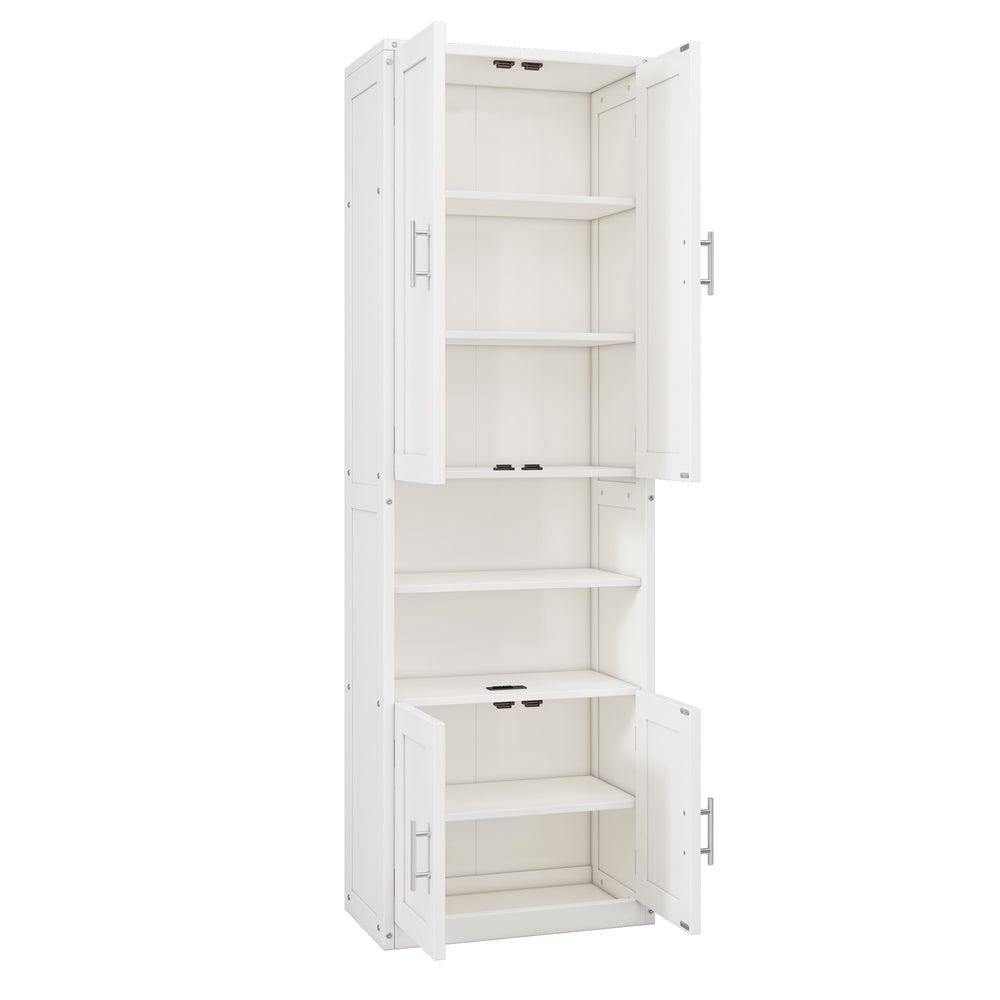 English Elm Full Murphy Bed with Desk & 2 Bookshelves, USB Ports, Adjustable Shelves, 600LB Capacity White BS7013008109C