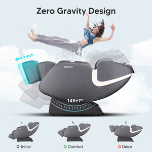 English Elm Bosscare Shiatsu Massage Recliner with Ai Voice Zero Gravity and Full Body Relief Gray W730138147