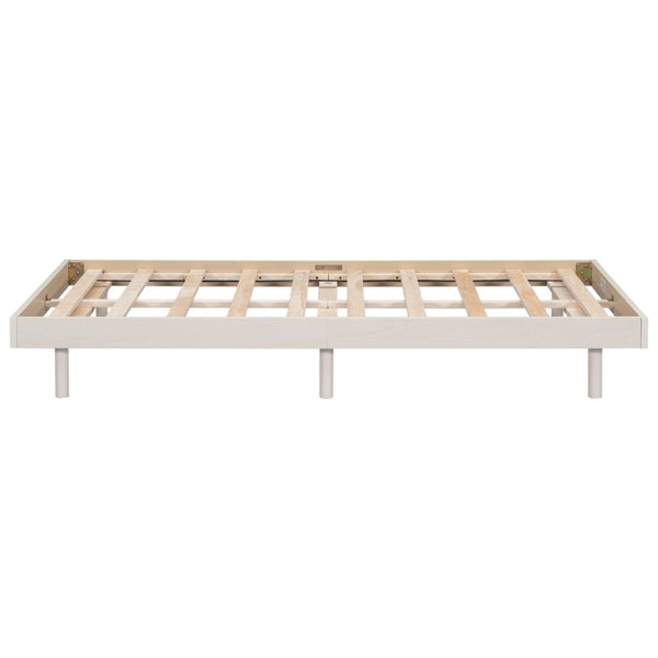 English Elm Modern Floating Twin Platform Bed Rubberwood Legs Low Profile Minimalist Frame White Washed W697123288