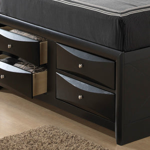 English Elm Sleek Full Bed With Storage Drawers and Modern Durable Finish, Space-Saving Contemporary Design, 87"D Black 15 L x 27 W x 20 H B078S00164