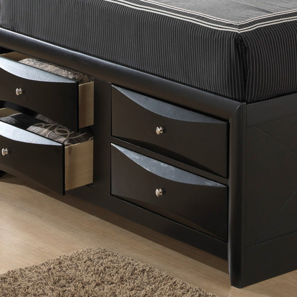 English Elm Sleek Full Bed With Storage Drawers and Modern Durable Finish, Space-Saving Contemporary Design, 87"D Black 15 L x 27 W x 20 H B078S00164