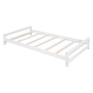 English Elm Twin Over Kids Bunk Bed with Led Lighting Usb Ports Desk and Gray Finish LT001218AAK