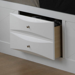 English Elm Contemporary Full Storage Bed with Built-In Drawers and Sturdy Particle Board Frame for Durability and Modern Style White 15 L x 20 W x 27 H B078S00209