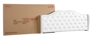 English Elm Stylish Velvet Upholstered Queen Bed with Padded Headboard, Durable Transitional Design, Plush Comfort White 6.3 L x 36.5 W x 58.5 H B078118308