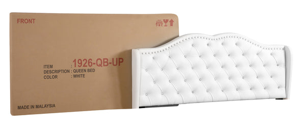 English Elm Stylish Velvet Upholstered Queen Bed with Padded Headboard, Durable Transitional Design, Plush Comfort White 6.3 L x 36.5 W x 58.5 H B078118308
