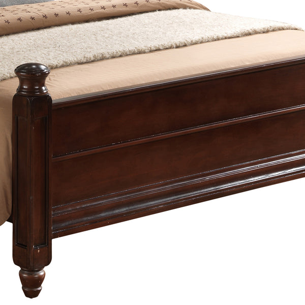 English Elm Summit King Bed with Hand-Carved 4 Posts, Real Wood Veneer Finish on Durable Particleboard Frame Cappuccino 9 L x 83 W x 6 H B078S00432