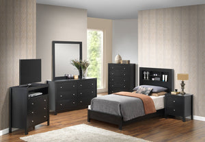 English Elm Stylish Twin Bed In Elegant Black Finish - Durable, Versatile Design Perfect For Any Bedroom Space B078S00252-GIGA