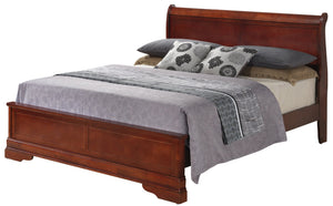 English Elm Timeless Classic King Bedframe in Warm Finish with Solid Wood Construction, Elegant Curves, Sturdy Cherry 81 L x 6 W x 3 H B078S00286