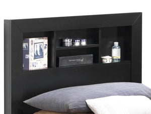 English Elm Sleek Black Storage Bed with Under-Bed Drawers, 48"H x 43"W x 81"D Durable Particle Board Design B078S00260
