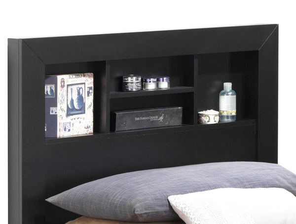 English Elm Sleek Black Storage Bed with Under-Bed Drawers, 48"H x 43"W x 81"D Durable Particle Board Design B078S00260