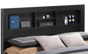 English Elm Versatile Full Storage Bed with Built-In Compartments, Chic Black Finish, Durable Particle Board Design B078S00257