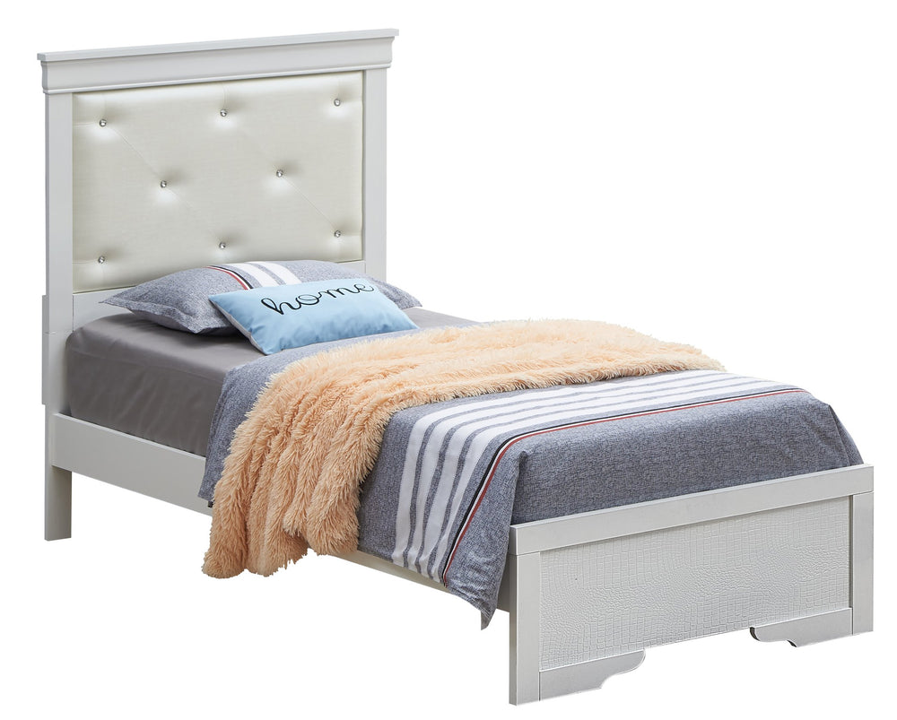 English Elm Elegant Silver Champagne Twin Bed - Versatile Design For Compact Spaces, Modern Aesthetics & Durability B078S00453