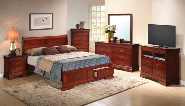 English Elm Traditional Full Storage Bed with Timeless Wood Finish, Built-In Drawers for Easy Bedding Organization and Durable Construction Cherry 18 L x 27 W x 13 H B078S00283