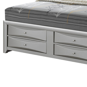 English Elm Contemporary Modern Silver Full Bed with Chic Metallic Finish, Sturdy Particleboard Frame, Sleek Design Champagne 15 L x 20 W x 39 H B078S00178