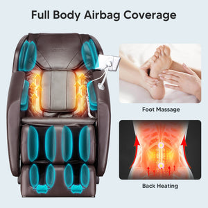 English Elm Bosscare Shiatsu Massage Recliner with Ai Voice Zero Gravity and Full Body Relief Brown W730138157
