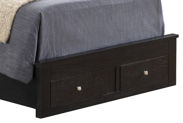 English Elm Sleek Black Storage Bed with Under-Bed Drawers, 48"H x 43"W x 81"D Durable Particle Board Design B078S00260