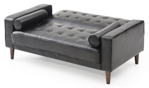 English Elm Elegant PU Black Loveseat Bed Convertible Sofa for Two with Track Arms, Sleek Modern Finish, Easy Assembly B078S00482