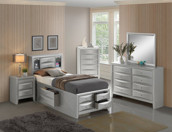 English Elm Stylish Twin Storage Bed In Silver Champagne - Modern Design With Ample Storage For Space-Saving Elegance B078S00180-GIGA