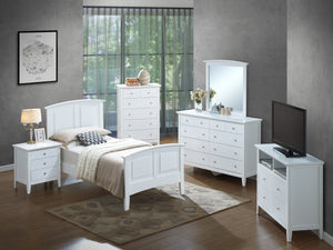 English Elm Versatile White Twin Bed with Bright Finish, 50"H x 43"W x 77"D, Easy Assembly, Stable Safety Design B078S00426