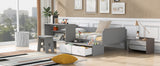 Hearth and Haven Wood Twin Size Platform Bed with 2 Drawers and 1 Chair&Desk Set, Gray+White GX000714AAE