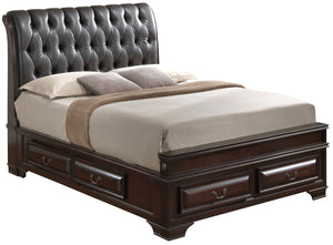 English Elm Lavita Queen Storage Bed In Cappuccino Finish - Elegant Sleigh Design With Faux Leather Headboard B078S00504