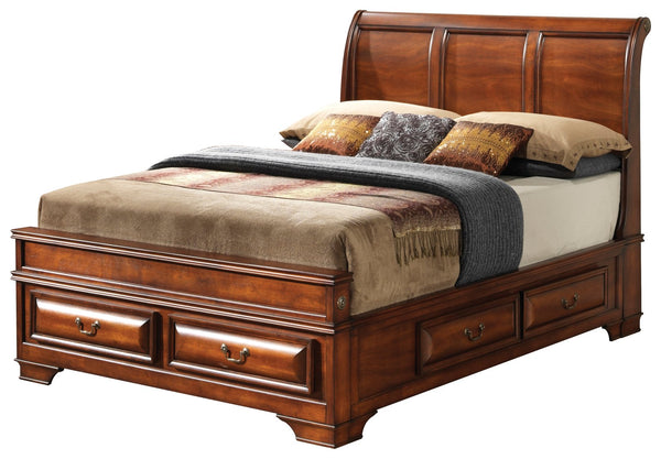English Elm Elegant King Storage Bed - Warm Oak Finish With Drawers For Clutter-Free Bedroom Organization B078S00488