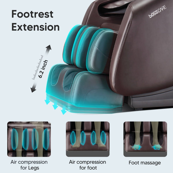 English Elm Bosscare Shiatsu Massage Recliner with Ai Voice Zero Gravity and Full Body Relief Brown W730138157