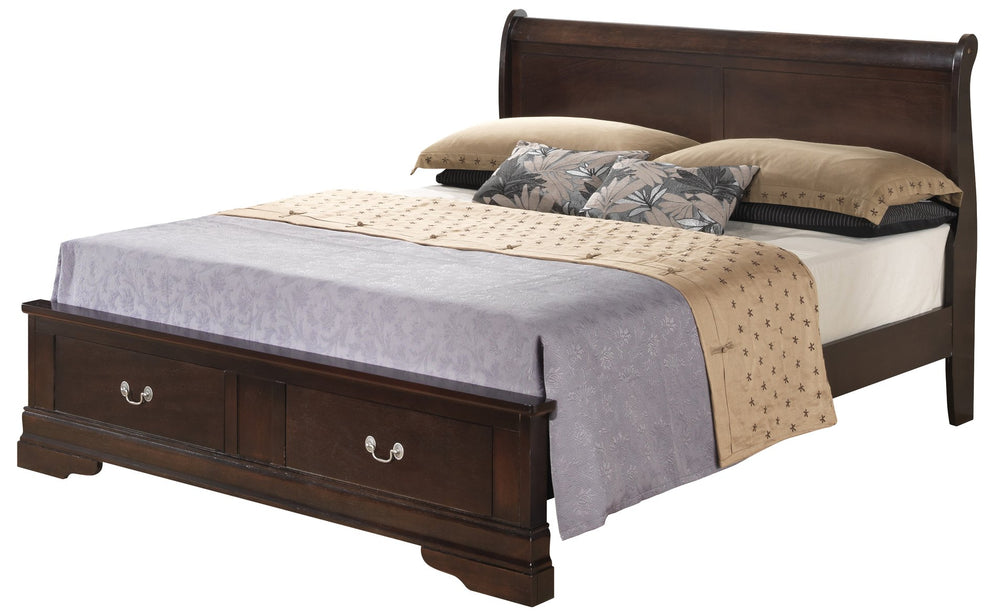English Elm Louis Phillipe G3125D-Qsb2 Queen Storage Bed - Elegant Cappuccino Sleigh Design With Drawers B078S00328