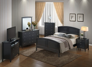 English Elm Cozy Black Queen Bed with Sturdy Particle Board Frame, 50"H x 68"W x 83"D for Stylish Comfort and Support B078S00421