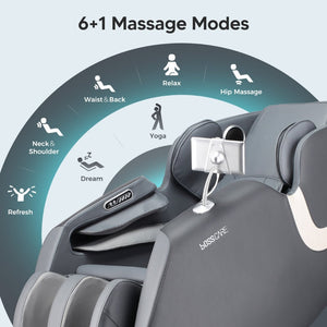 English Elm Bosscare Shiatsu Massage Recliner with Ai Voice Zero Gravity and Full Body Relief Gray W730138147