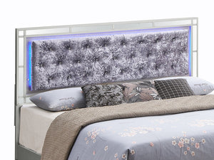 English Elm Elegantly Crushed Silver Velvet Glam King Bed with Croc-Texture Headboard, Modern Luxe Design B078S00539