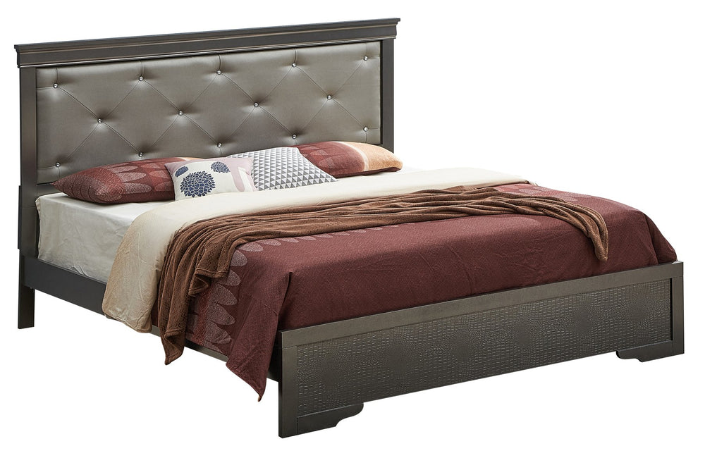English Elm Sleek Metallic Black Full Bed with Sturdy Particle Board Frame, Elegant Finish, Easy Assembly B078S00446