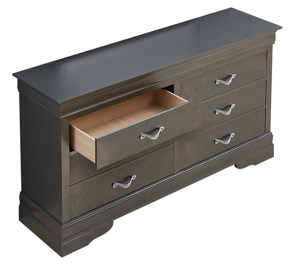English Elm Sophisticated Metallic Black Storage Cabinet 33"H x 59"W x 16"D — Transitional Particleboard, No Assembly, Elegant Drawers B078118419