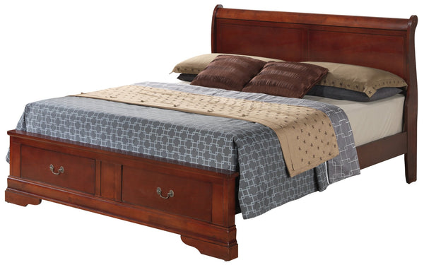 English Elm Traditional Full Storage Bed with Timeless Wood Finish, Built-In Drawers for Easy Bedding Organization and Durable Construction Cherry 18 L x 27 W x 13 H B078S00283