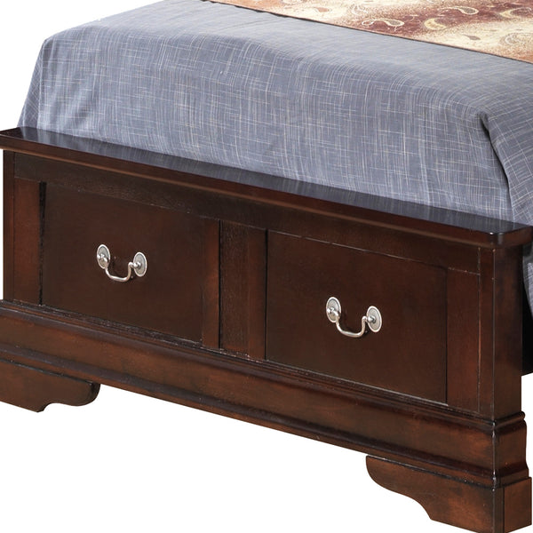 English Elm Louis Phillipe Twin Storage Bed - Elegant Upholstered Sleigh Design In Cappuccino For Small Spaces B078S00329