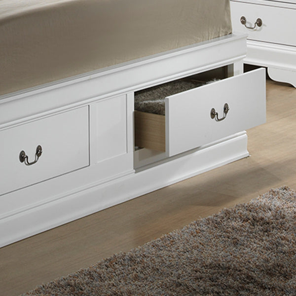 English Elm Elegant King Storage Bed With Timeless Design, Built-In Organization, And Sturdy White Finish B078S00371