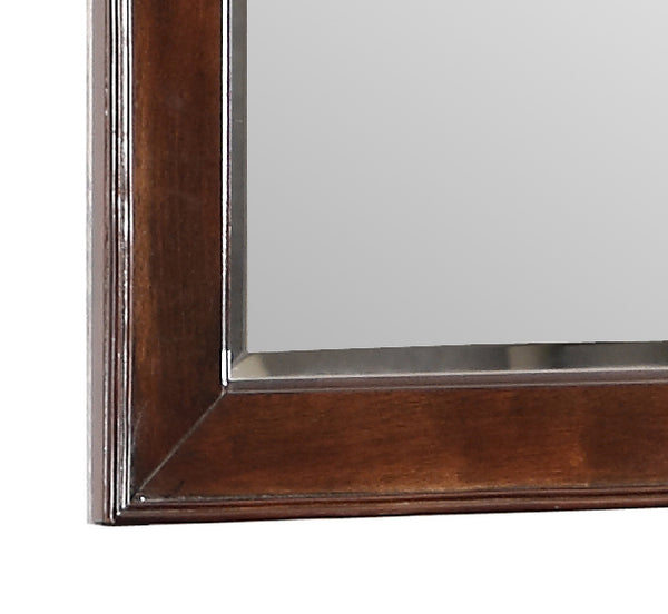 English Elm Triton Cappuccino Beveled Wall Mirror 36x42 with Nickel Hardware, Wood Veneer, Space-Saving Elegance B078118441