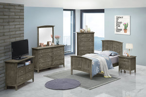 English Elm Comfortable Gray Twin Bed with Durable Particleboard Frame, Casual Style, Space-Saving 50"H x 43"W x 77"D B078S00414